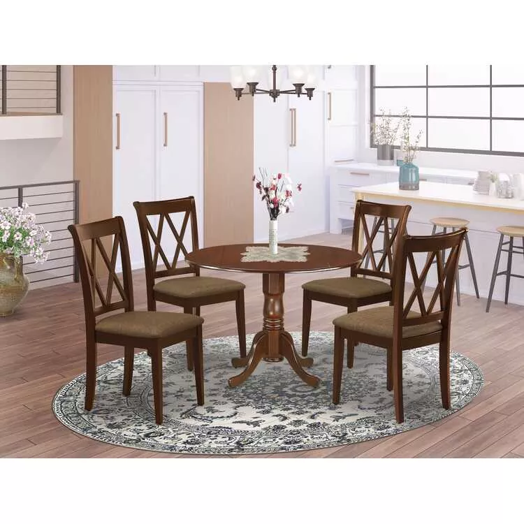 Dining Set Round Table Drop Leaves Kitchen Chairs