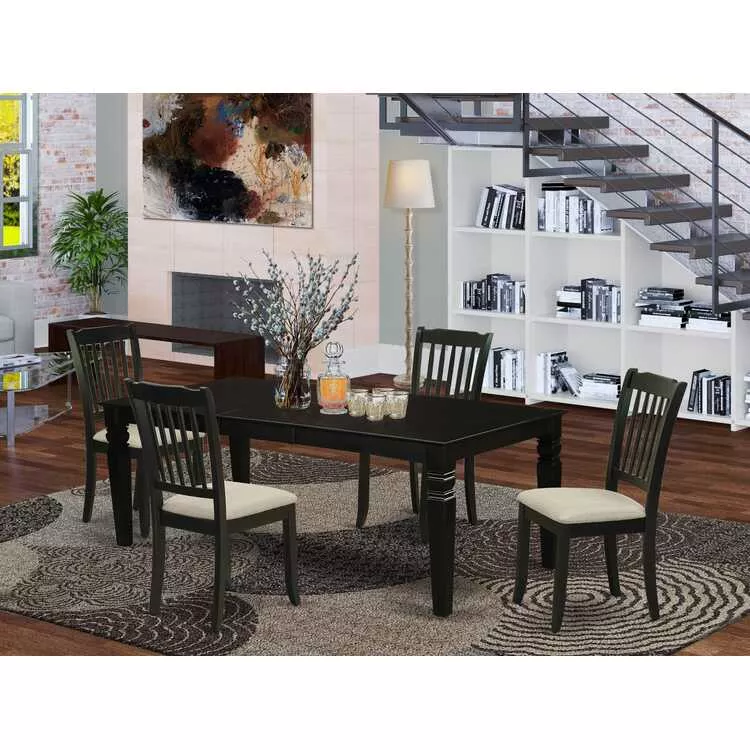 Dining Set with Rectangular Table & Linen Seat Chairs
