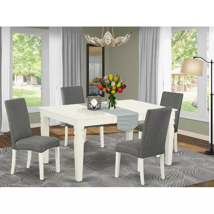 Dining Table Set Kitchen Linen White Gray