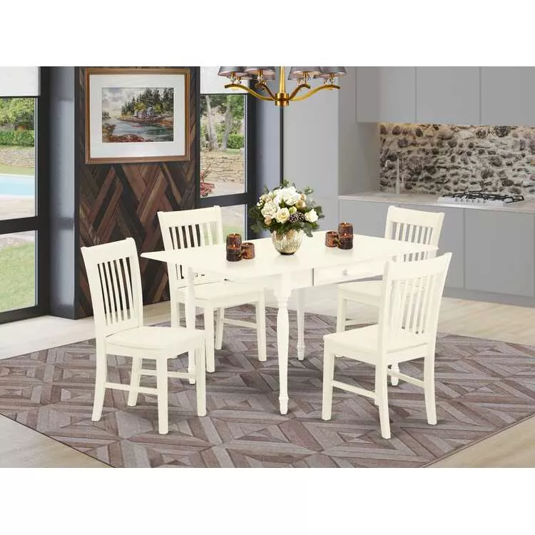 Dining Table Set Linen White Finish