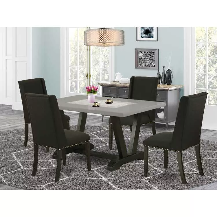 Dining Table Set w/ Chairs, Upholstered Seats & Rectangular Dinette