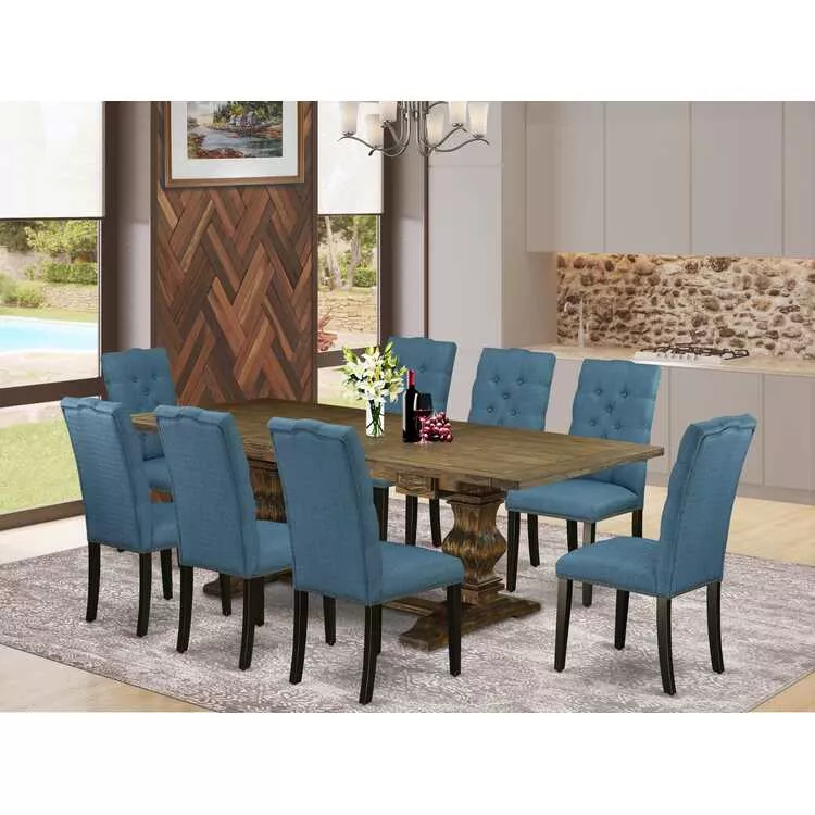 Dining Table Sets with Distressed Jacobean Finish