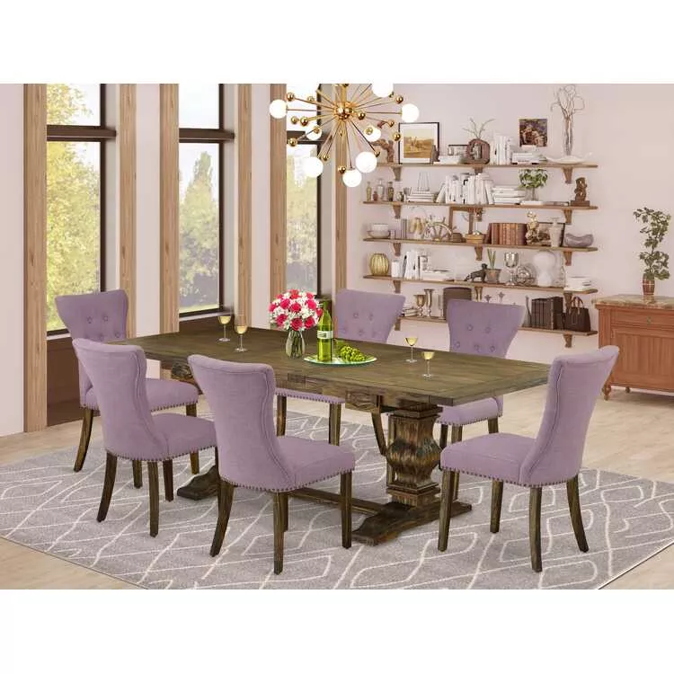 Distressed Jacobean Finish Kitchen Dining Set 7pc