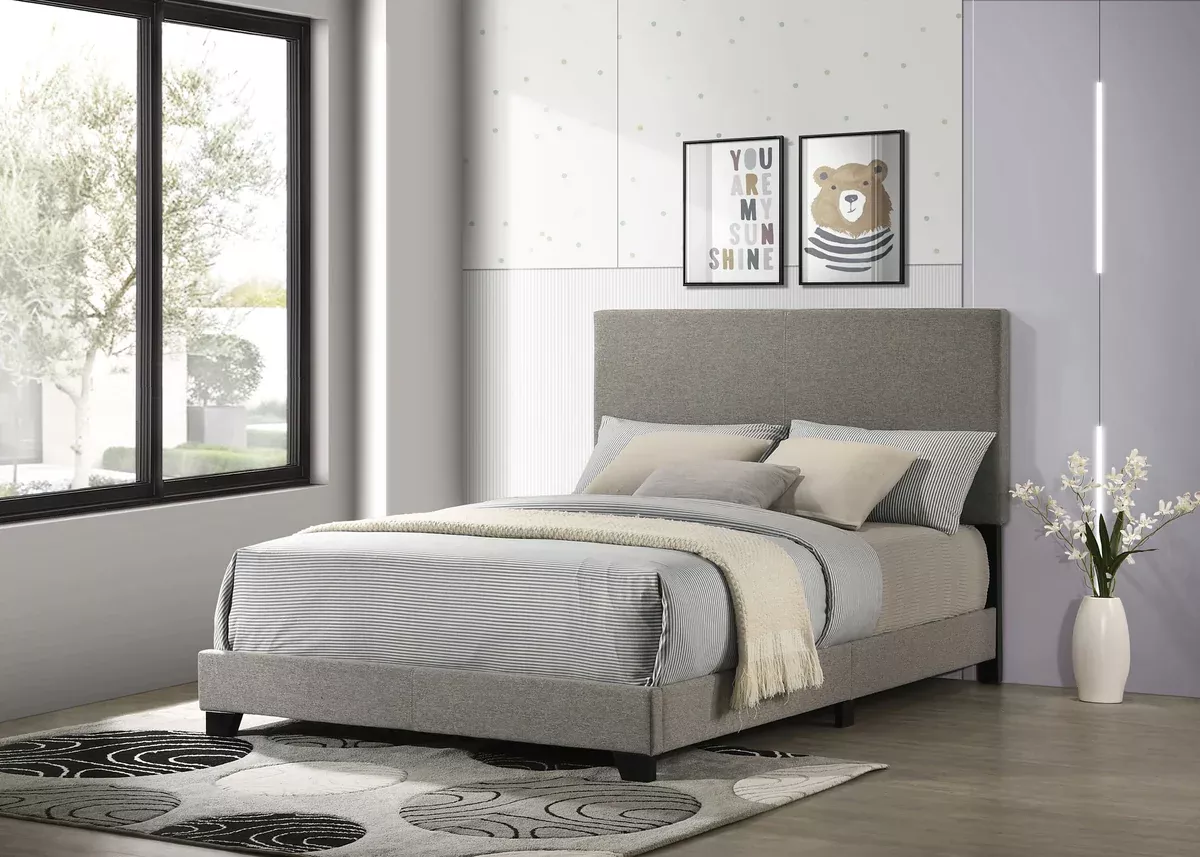 Dorian Fabric Upholstered Full Panel Bed Taupe