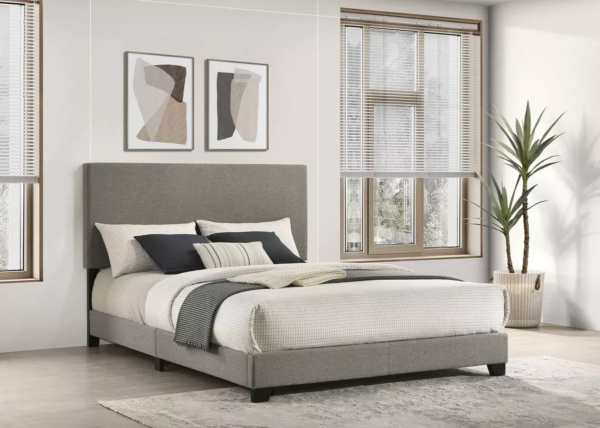 Dorian Fabric Upholstered Queen Panel Bed Taupe
