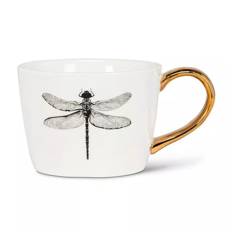 Dragonfly Low Mug With Gold Handle