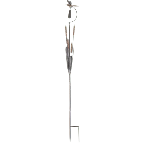 Dragonfly With Bell Cattail Garden Stake