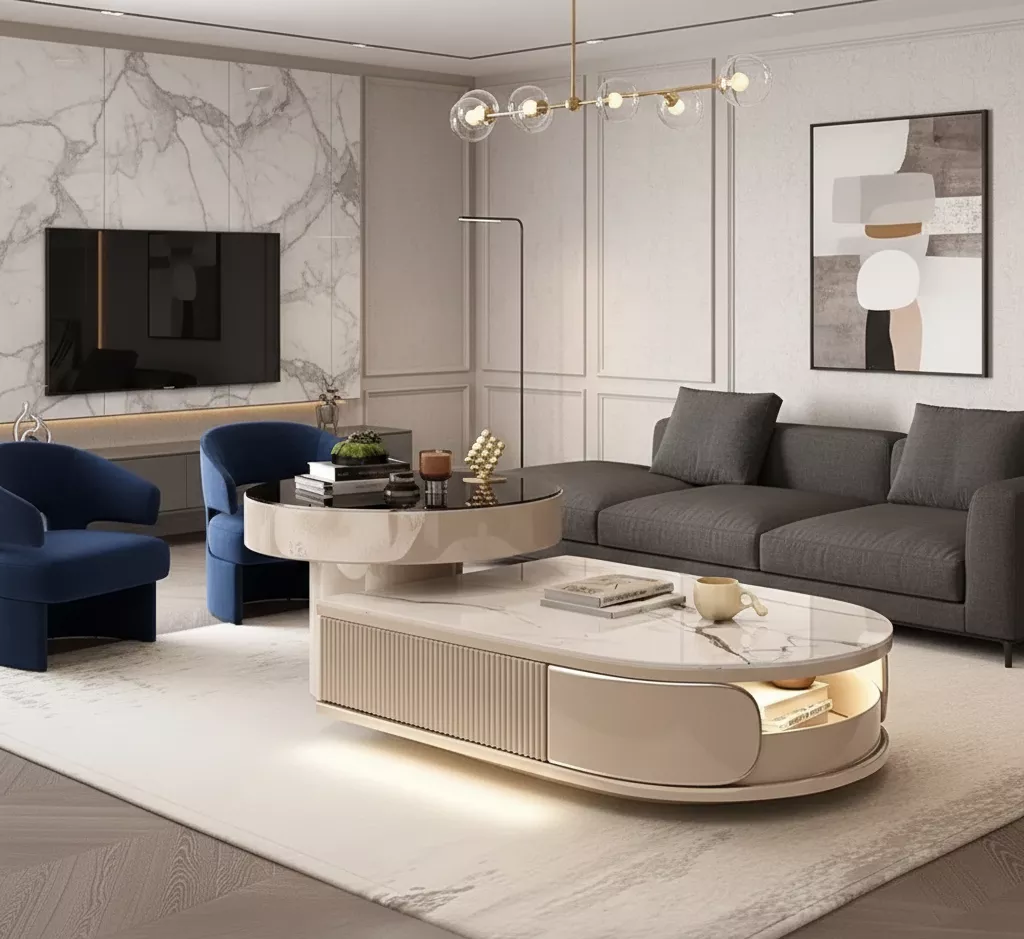 Dual Nested Marble Coffee Table
