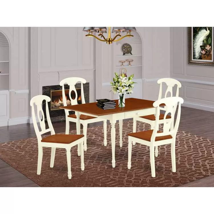 Durable Drop Leaf Dining Table & Real Wood Chairs Set