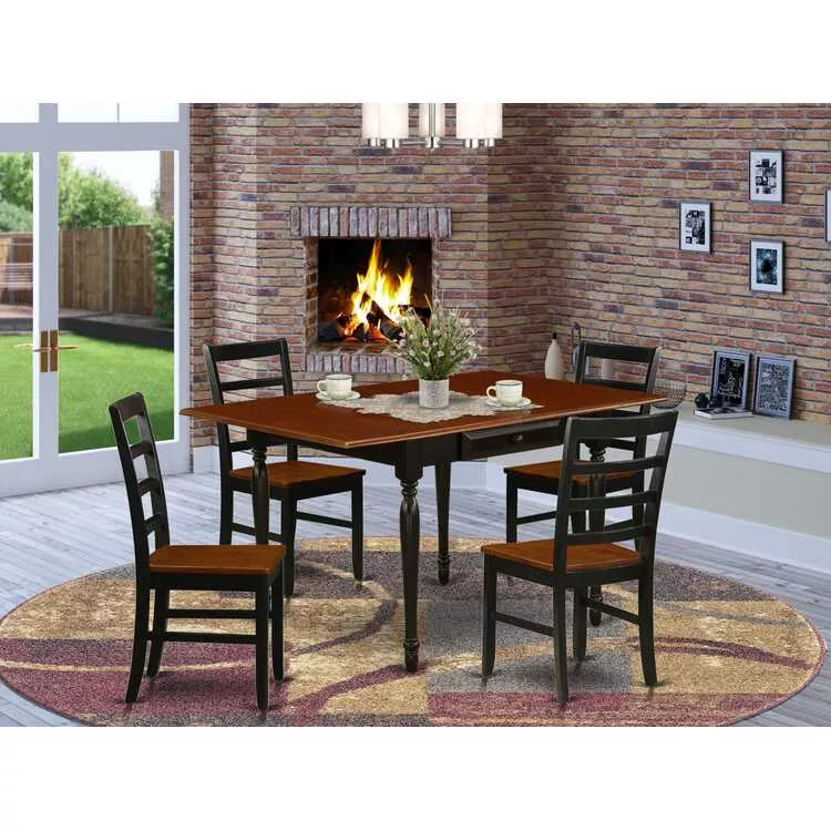 Durable Drop Leaf Dining Table Set Black Cherry