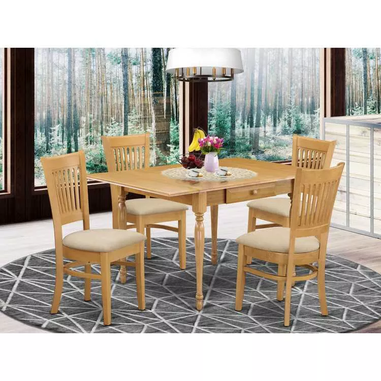 Durable Oak Finish Kitchen Dining Set
