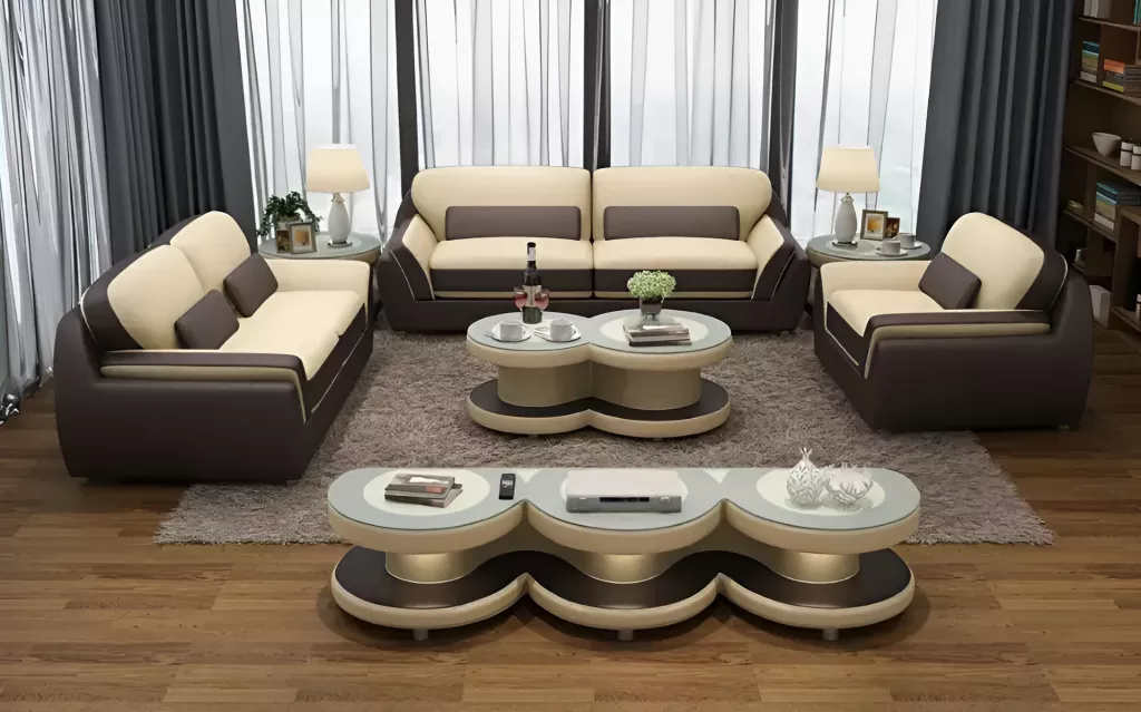 Elegant 3 Piece Leather Sofa Set