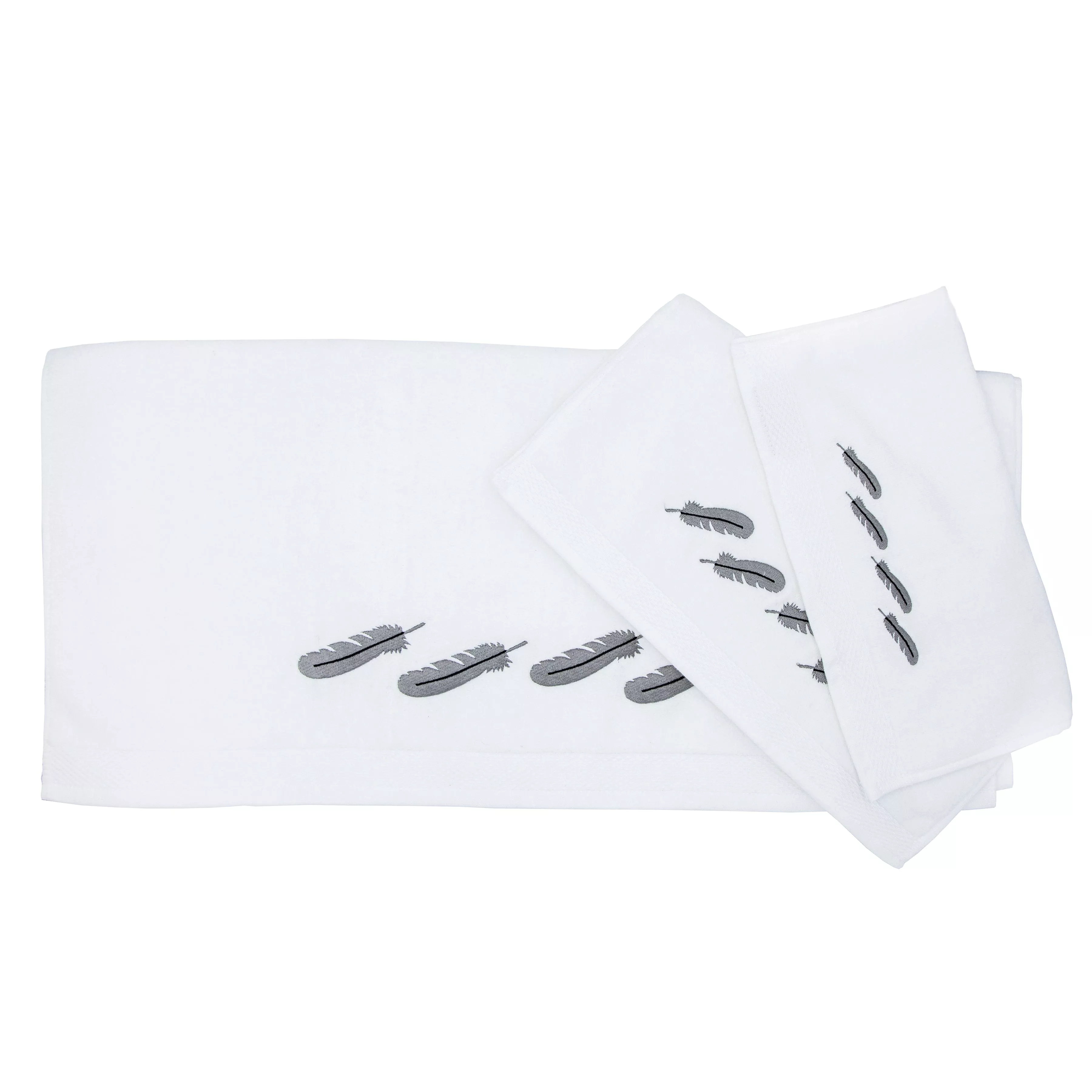 Embroidered Feather Towel Set