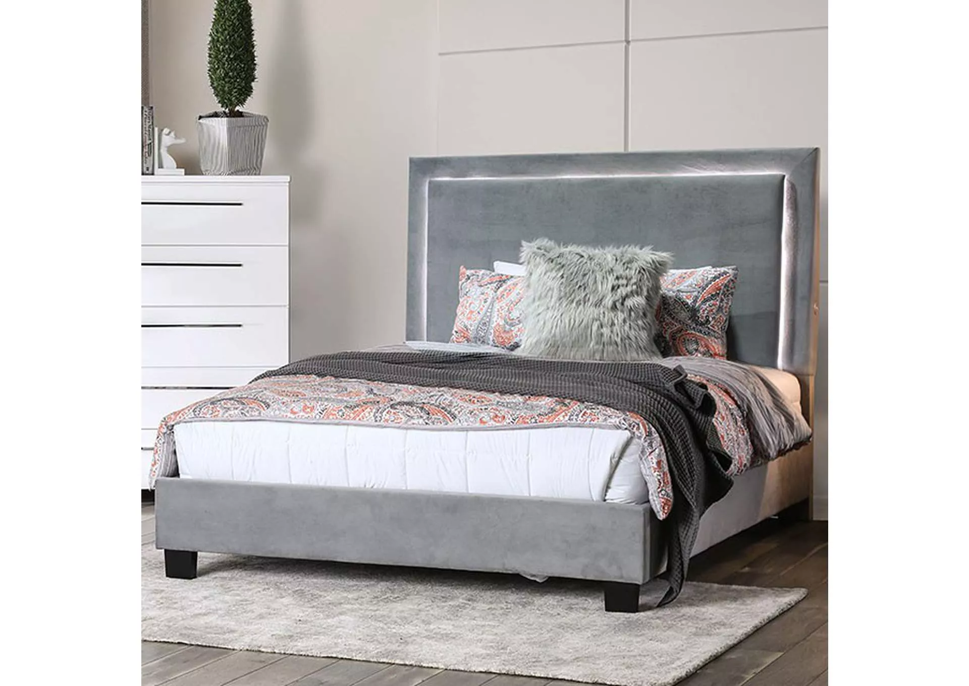 Erglow E.King Bed, Gray