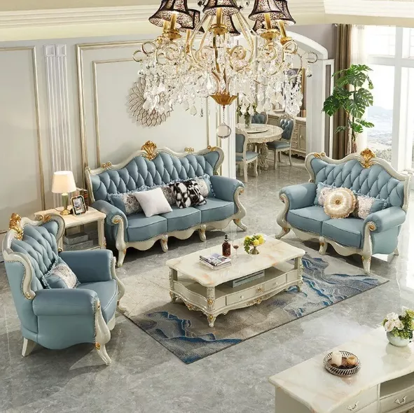 Exquisite European Leather Sofa Set
