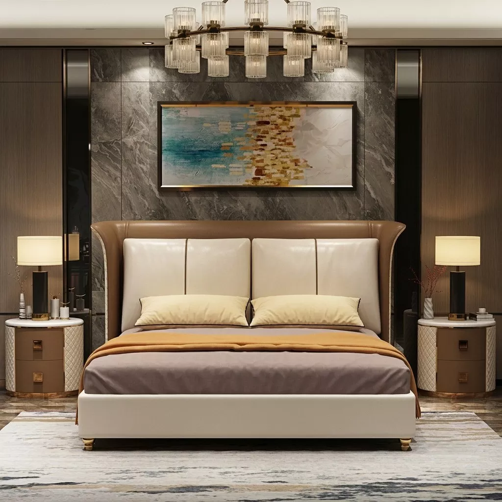 Exquisite Modern Design Leather Bed