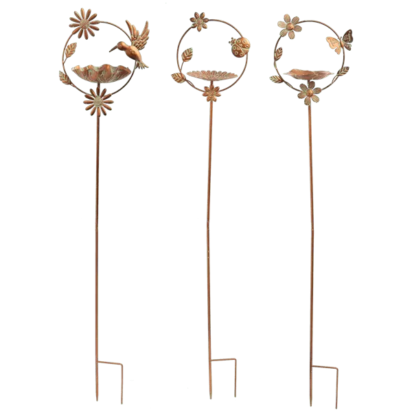 Flower Bird Feeder Garden Stake