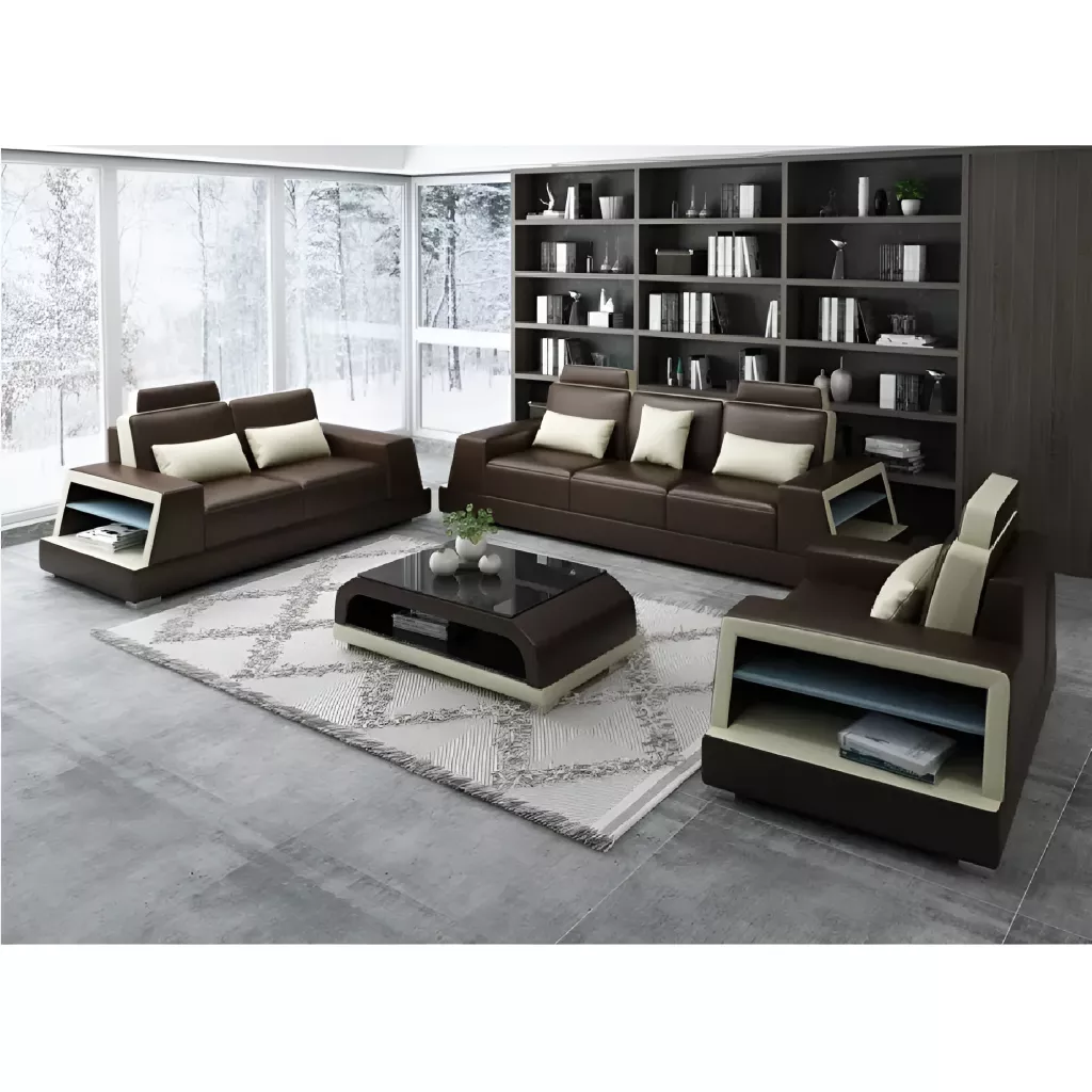 Futuristic Modern Leather Sofa Set