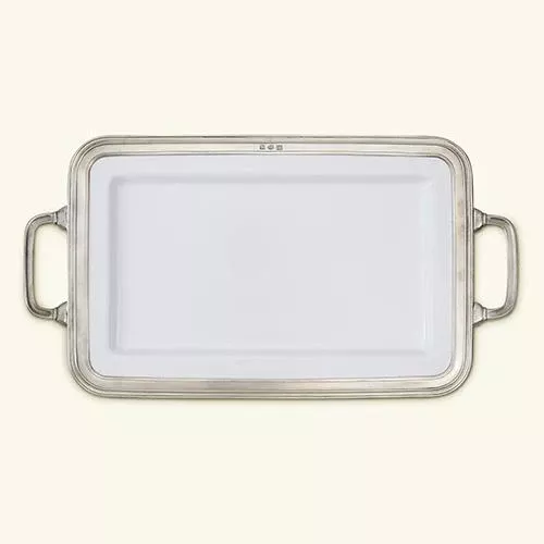 Gianna Rectangular Platter or Tray with Handles by Match Pewter