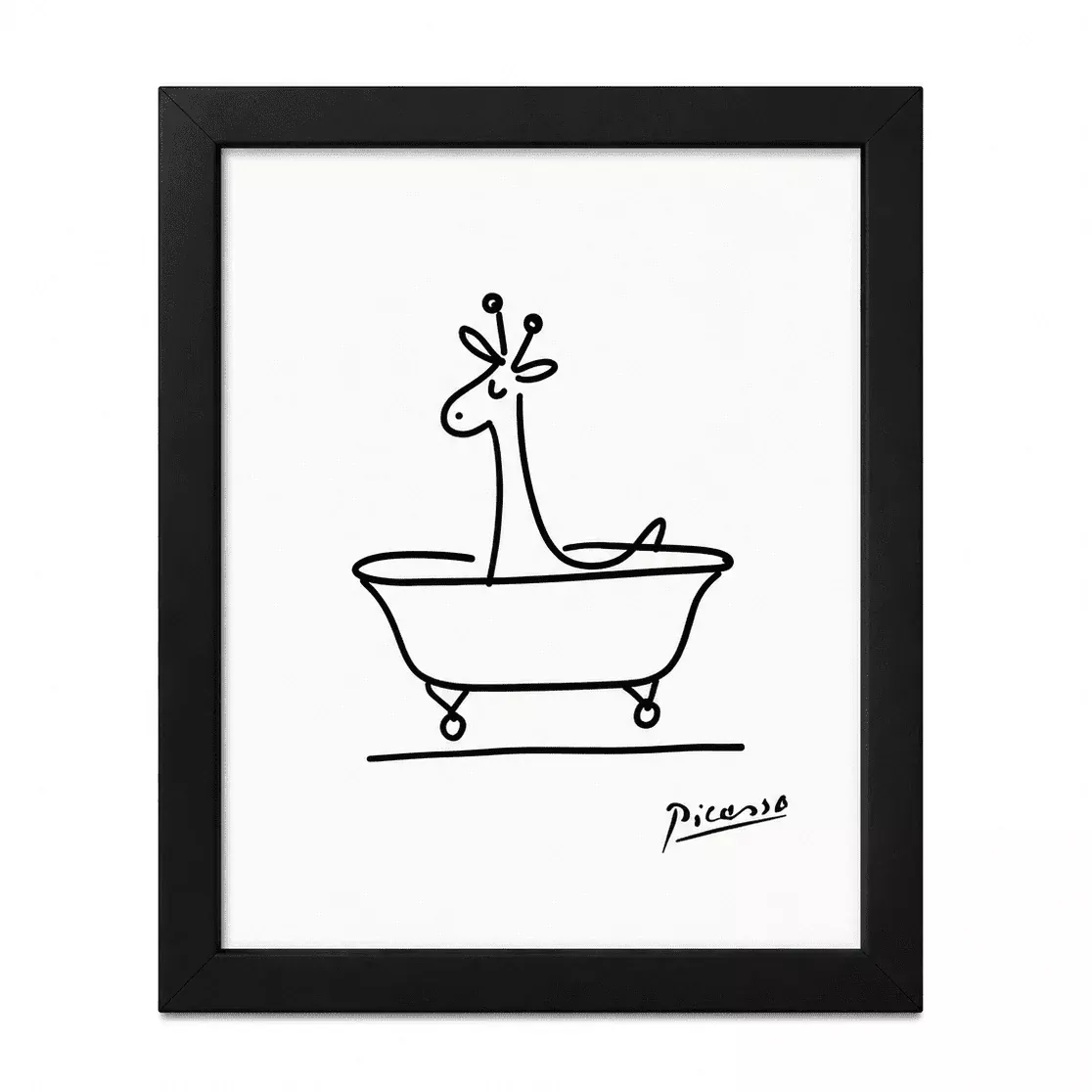 Giraffe In Tub - Framed Print