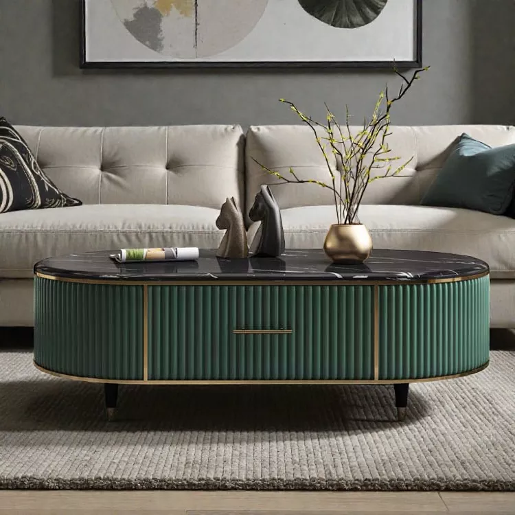 Gold Accented Marble Top Coffee Table