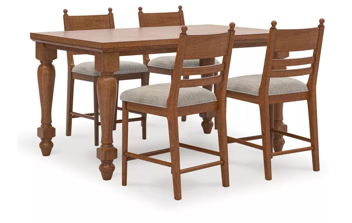Greddinton Counter Height Dining Table and 4 Barstools