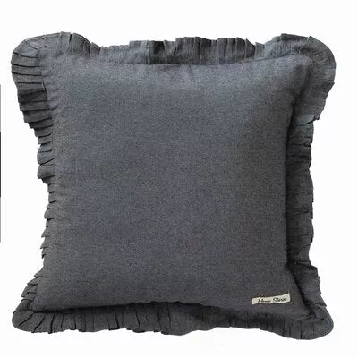 Grey Cushion With Ruffled Edge