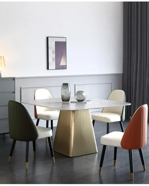 Grey Dining Table With Metal Base
