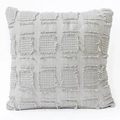 Grey Waffle Print Cushion