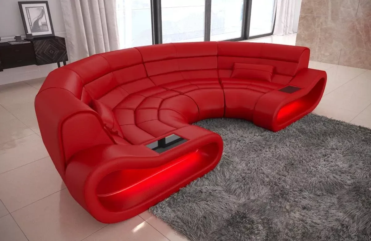 Half Circular Sectional Sofa In Leather