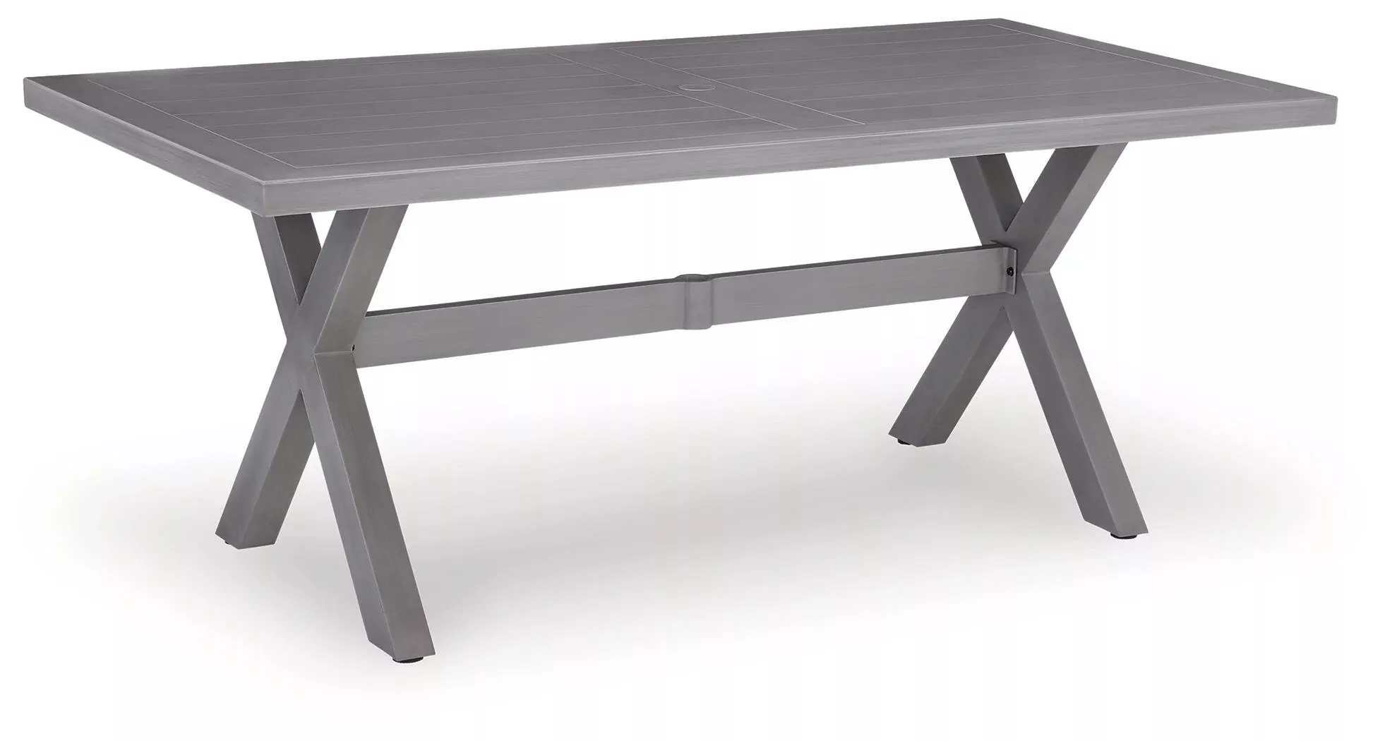 Half Moon Beach - Rectangular Dining Table With Umbrella Option - Gray
