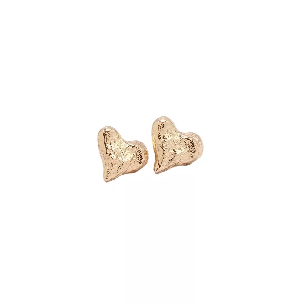 Hammered Heart Stud Earrings