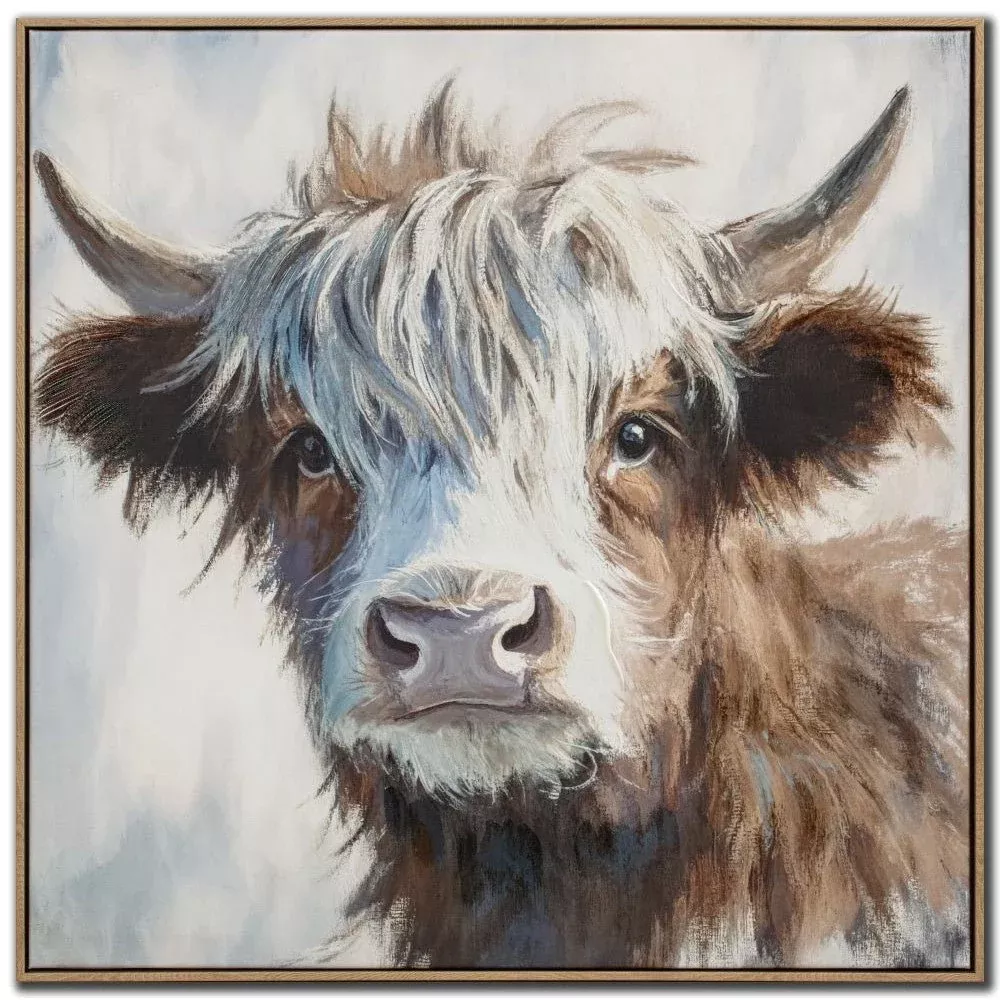 Highland Fluff - Hand Embellished Printed Canvas