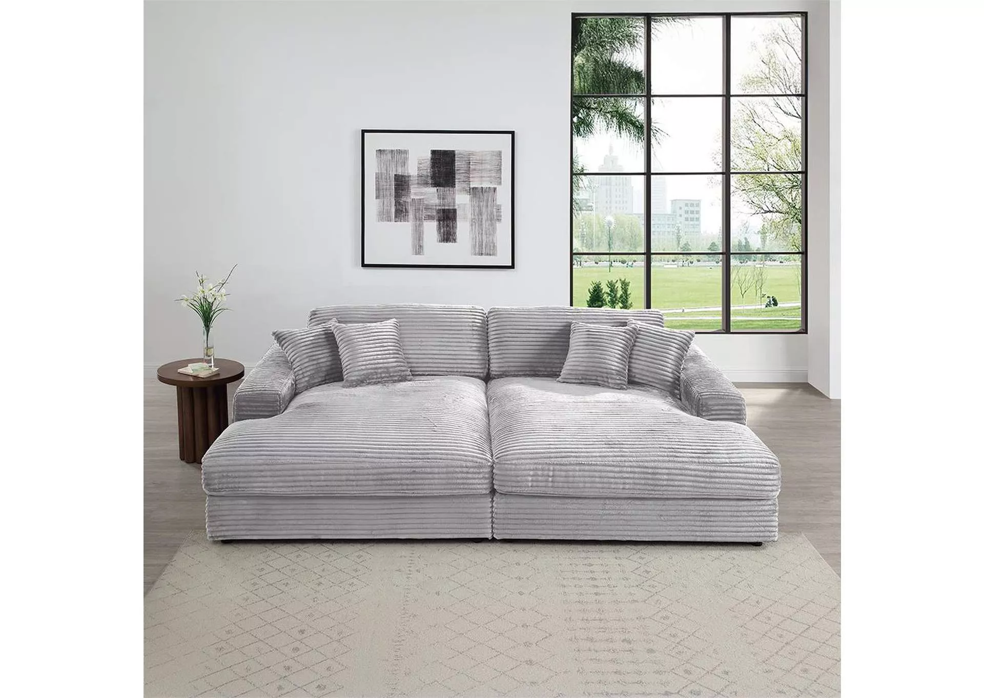 Hilde Sectional Sofa with 4 Pillows