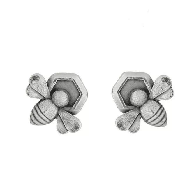 Honeycomb Bee Stud Earrings