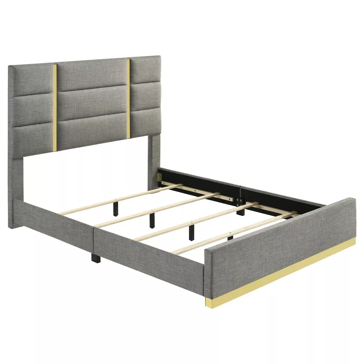 Ines 56-inch Fabric Upholstered Eastern King Panel Bed Grey