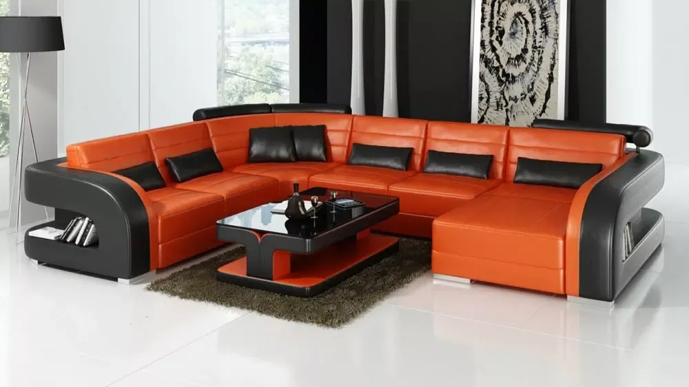 Innovative Style U-Shaped Leather Sectional Sofa