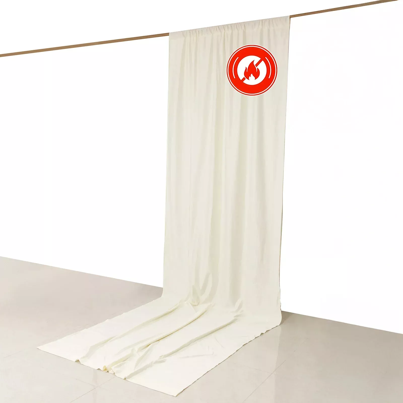 Ivory Scuba Polyester Event Curtain Drapes, Durable Flame Resistant Backdrop Event Panel Wrinkle Free with Rod Pockets - 5ftx14ft