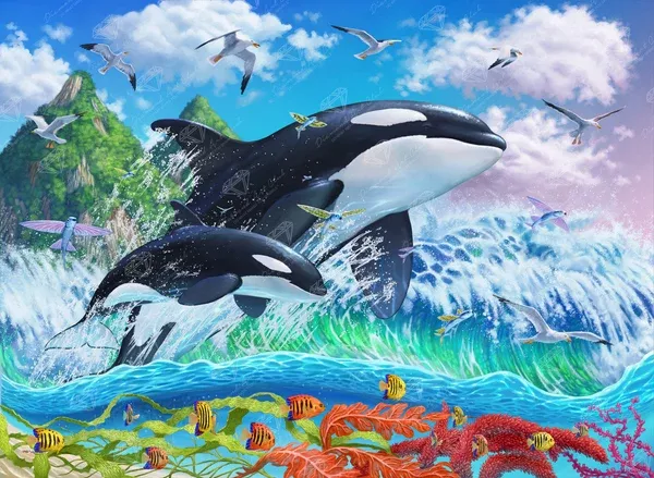 Jumping Orcas