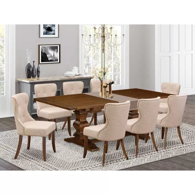 Kitchen Dining Chairs & Antique Walnut Table Set