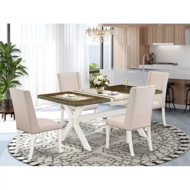 Kitchen Dining Set 5-Piece Chairs Rectangular Table