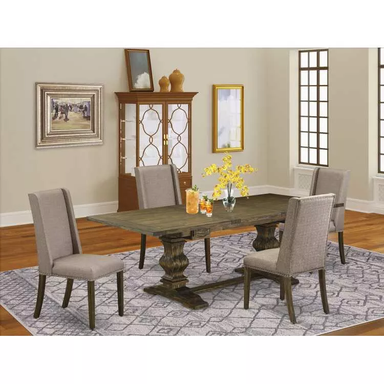 Kitchen Table Set with 4 Chairs - 42x92 Inch Rectangle Table
