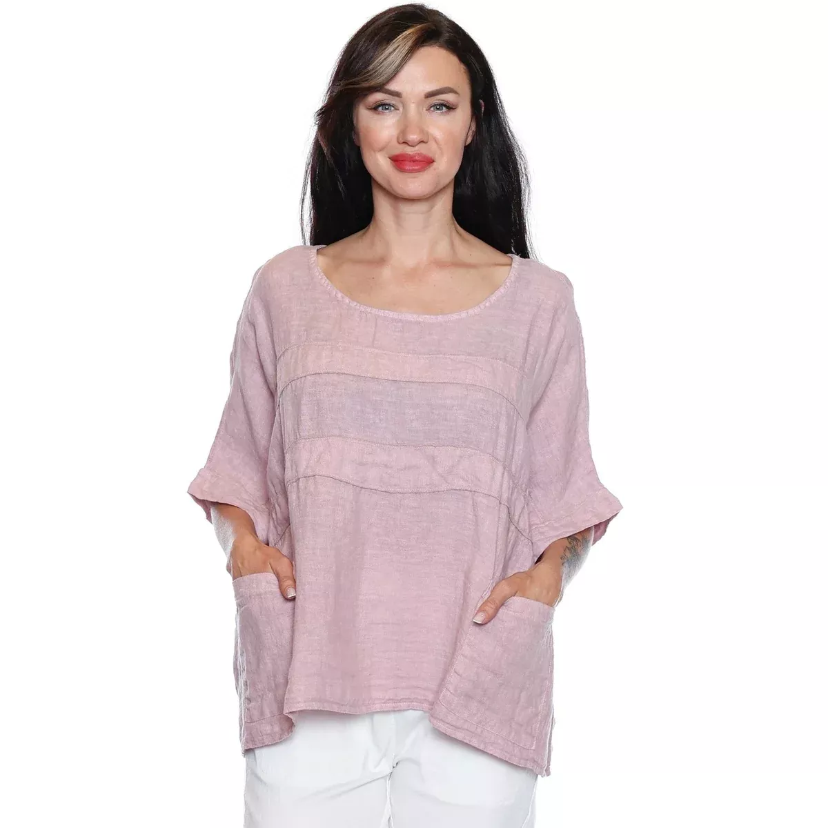 Kylie Linen Top With Pockets