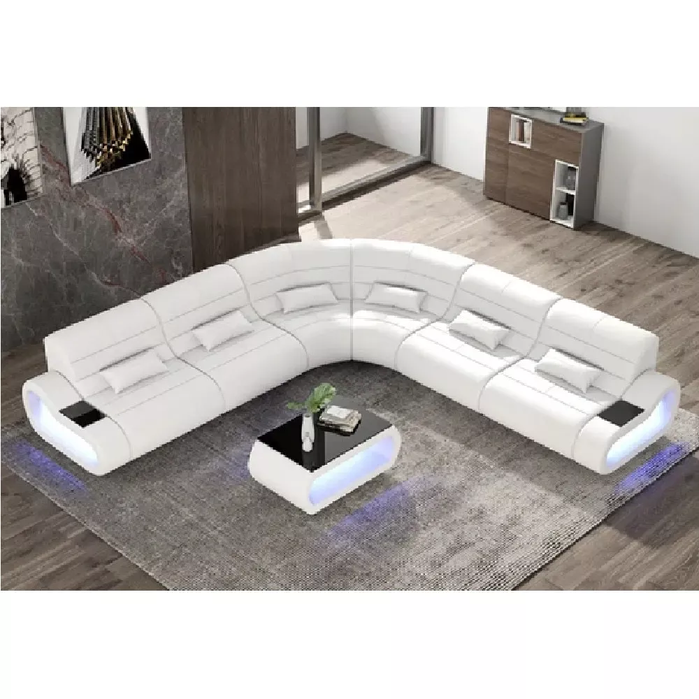 L-Shaped Design LED Leather Sectional Sofa