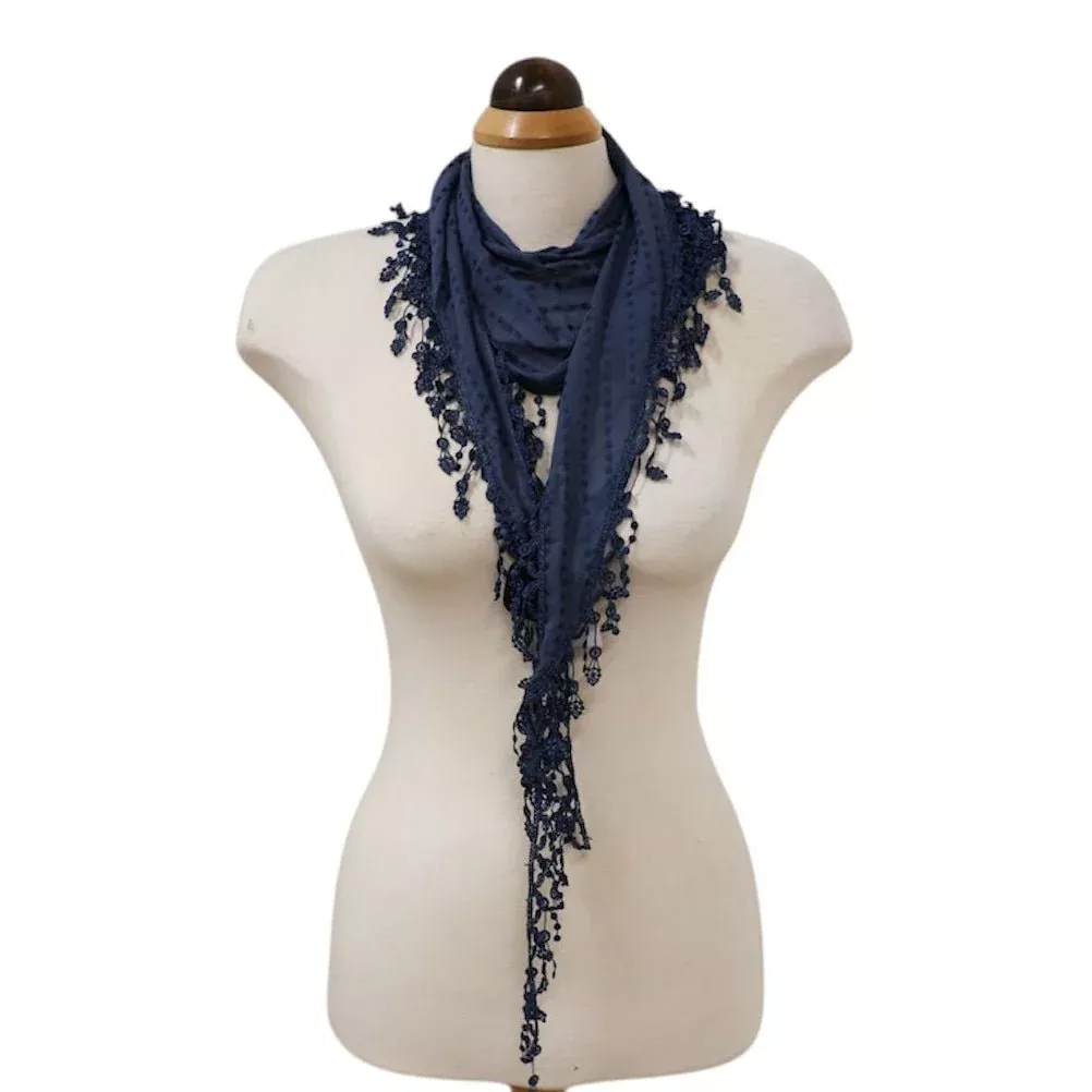 Lacy Triangle Scarf With Lace Drops