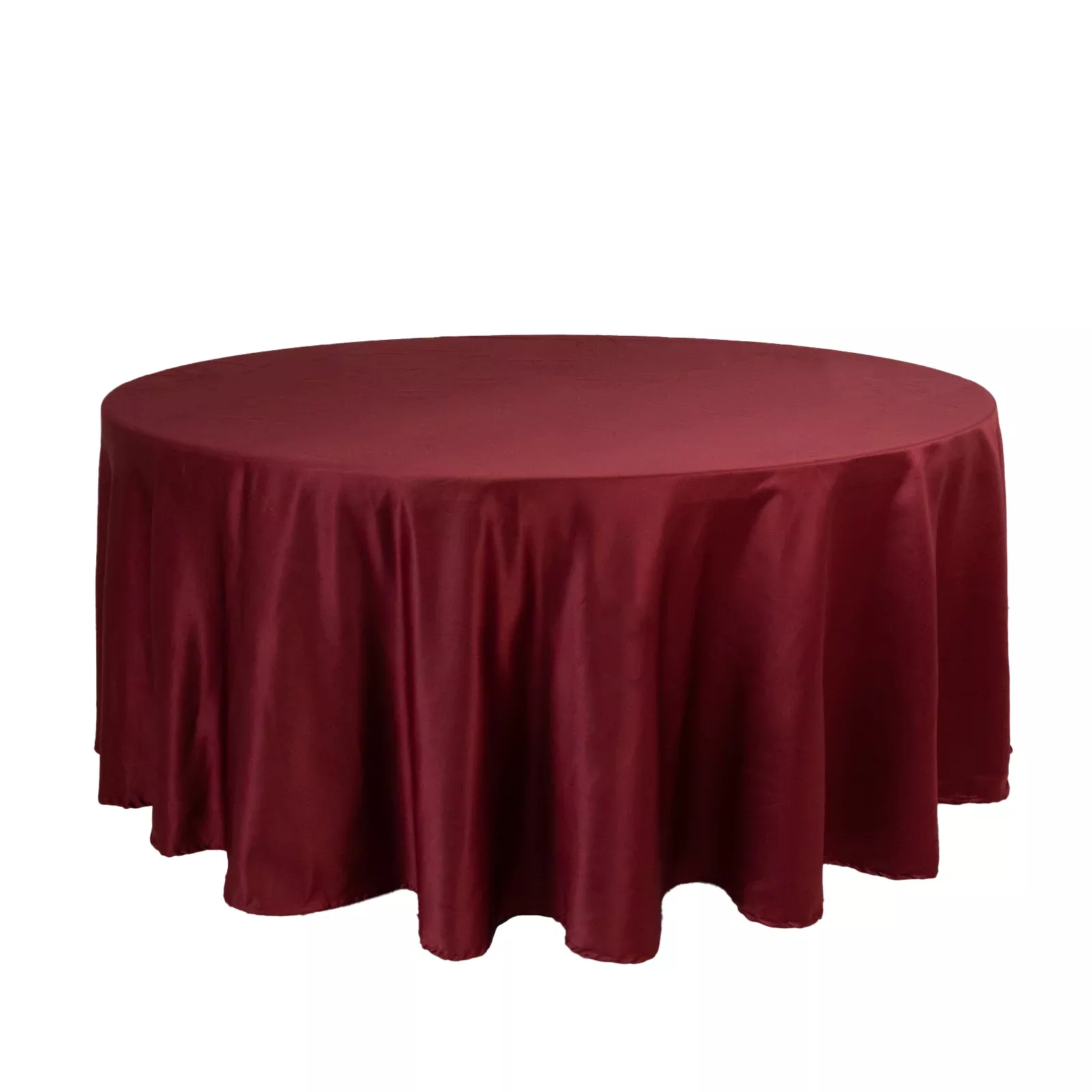 Lamour Satin 108" Round Tablecloth Burgundy - Durable & Silk-Like Table Cover