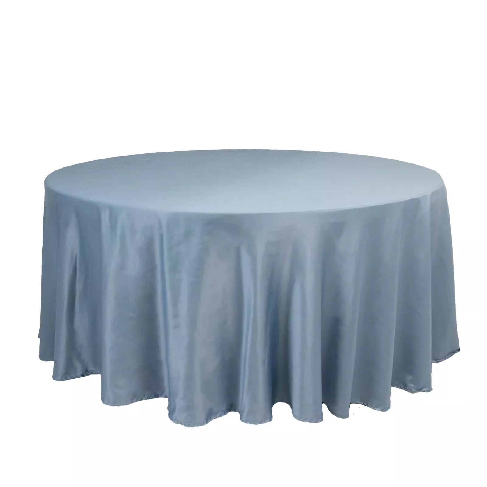 Lamour Satin 108" Round Tablecloth Dusty Blue - Durable & Silk-Like Table Cover