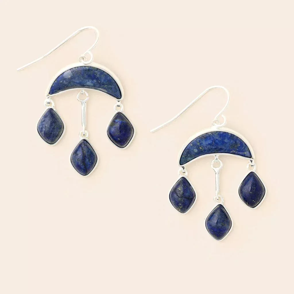 Lapis - Stone Crescent Drop Earring