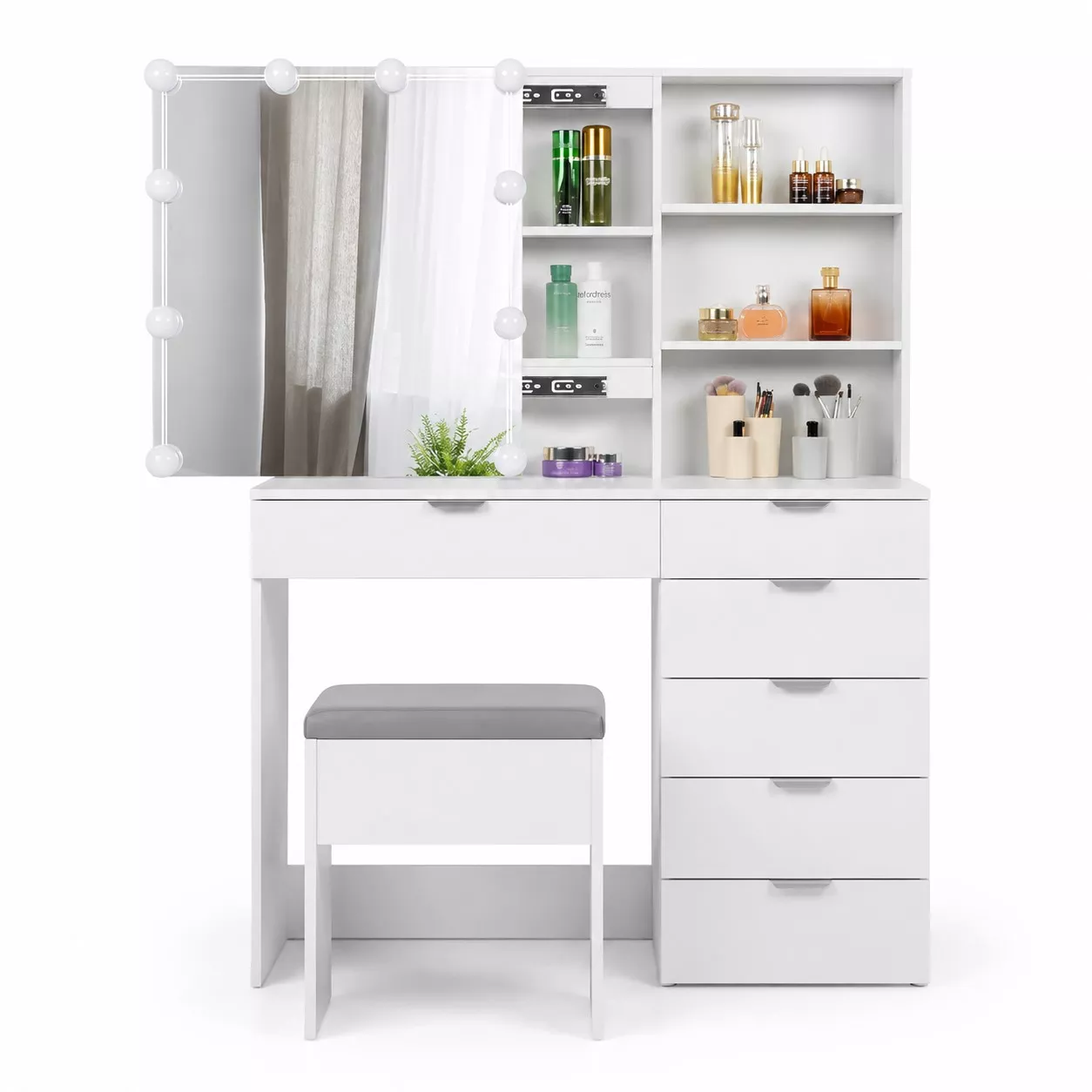 Large Mirrored LED Multifunctional Makeup Dressing Table