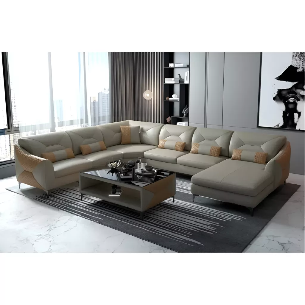 Lavishing U Shaped Leather Sectional Sofa